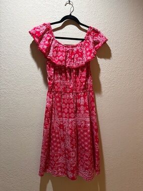 Women's Pink Off-Shoulder Ruffled Summer Dress